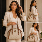 bolsa feminina bege elegante couro refinado