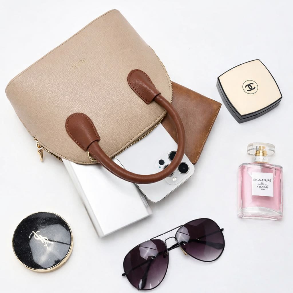 Bolsa Feminina Transversal  Modelo  Foxer Amélie Beige