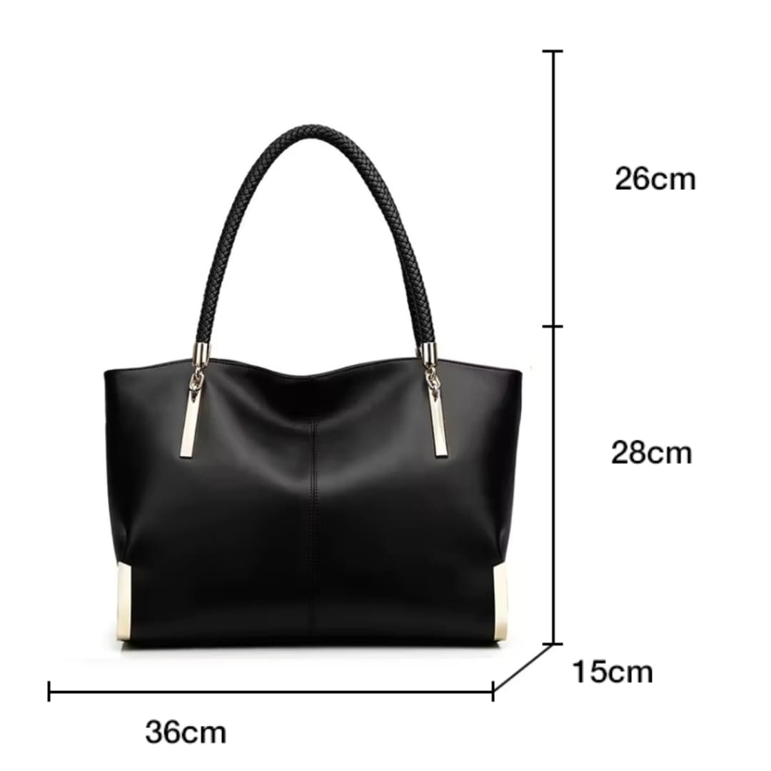 bolsa feminina grande preta de couro, medidas
