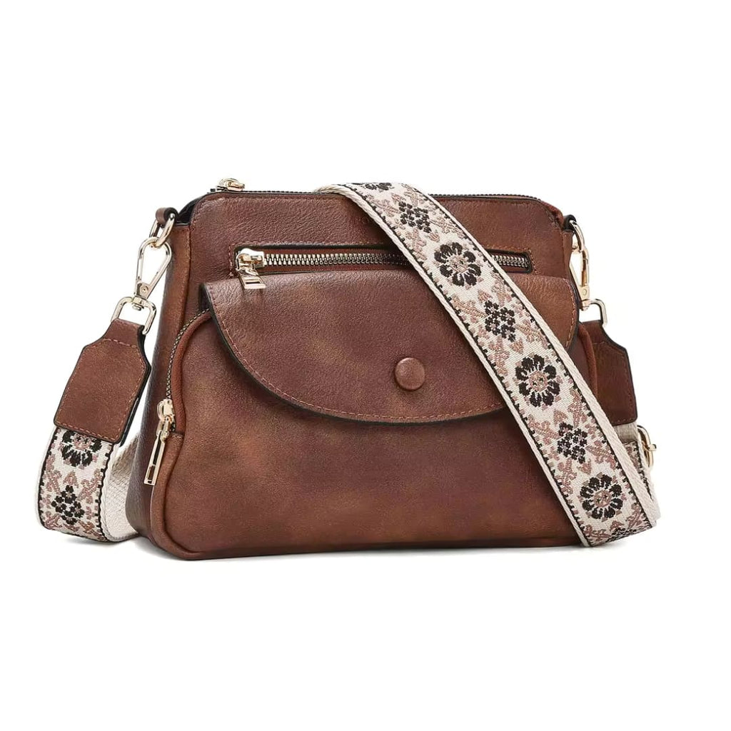 bolsa feminino transversal de couro  marrom 2.3