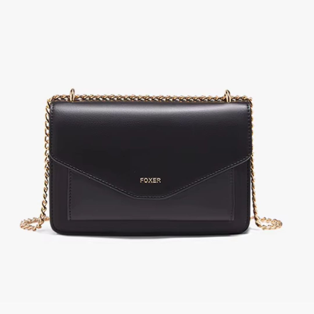 Bolsa FOXER Arvelle Black vista frontal em couro refinado