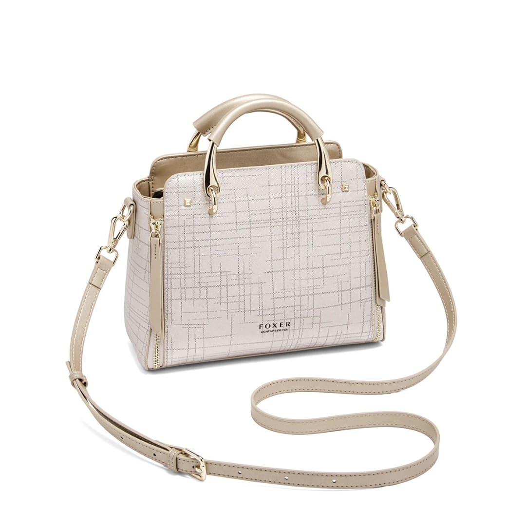 bolsa feminina transversal Modelo Verane beige em couro refinado