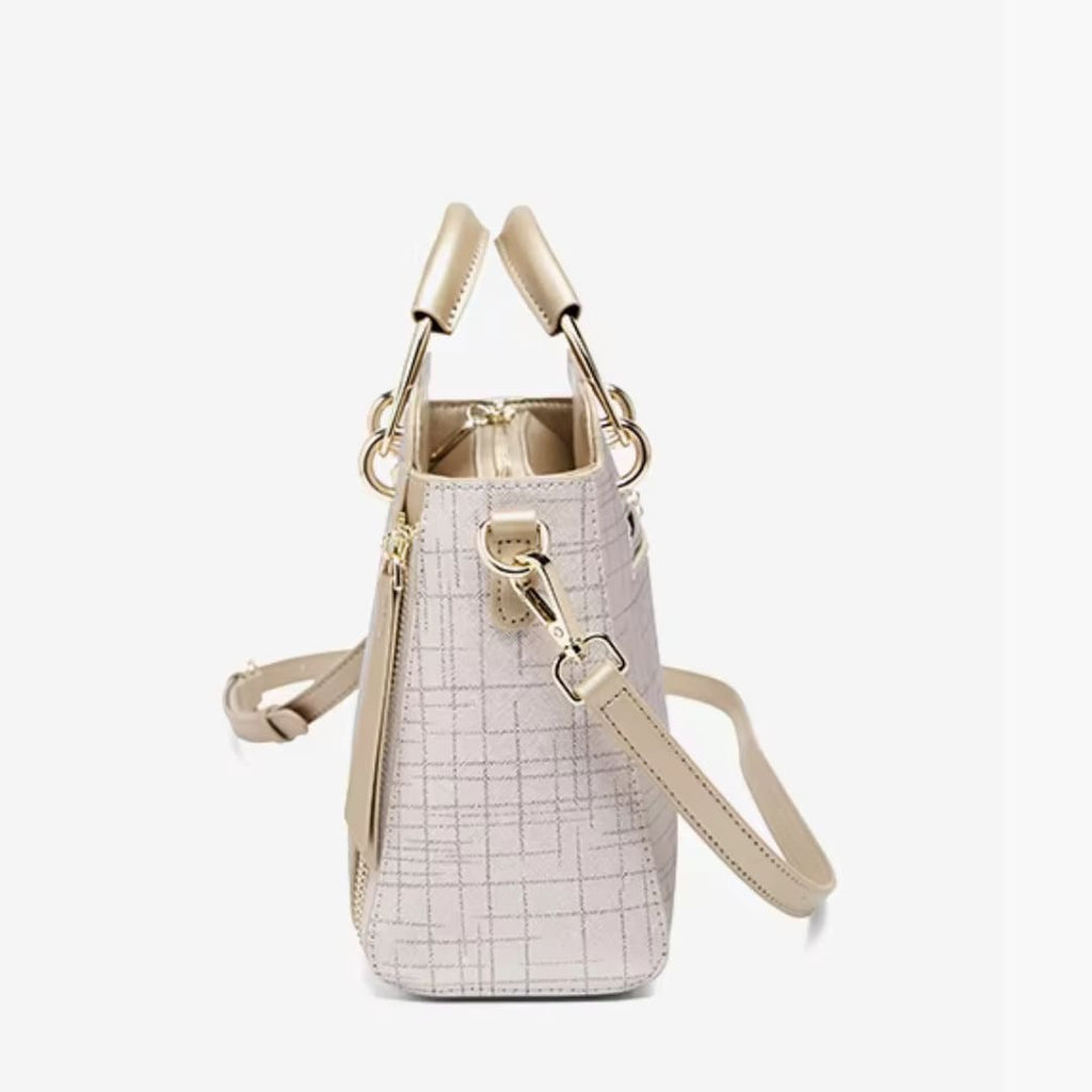 bolsa feminina transversal de couro refinado verane beige