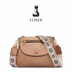 Bolsa feminina  transversal de couro - Foxer Éloane Camel