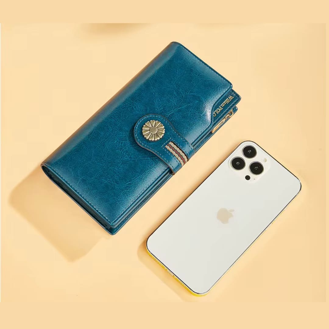 carteira feminina grande fleur blue 1.2