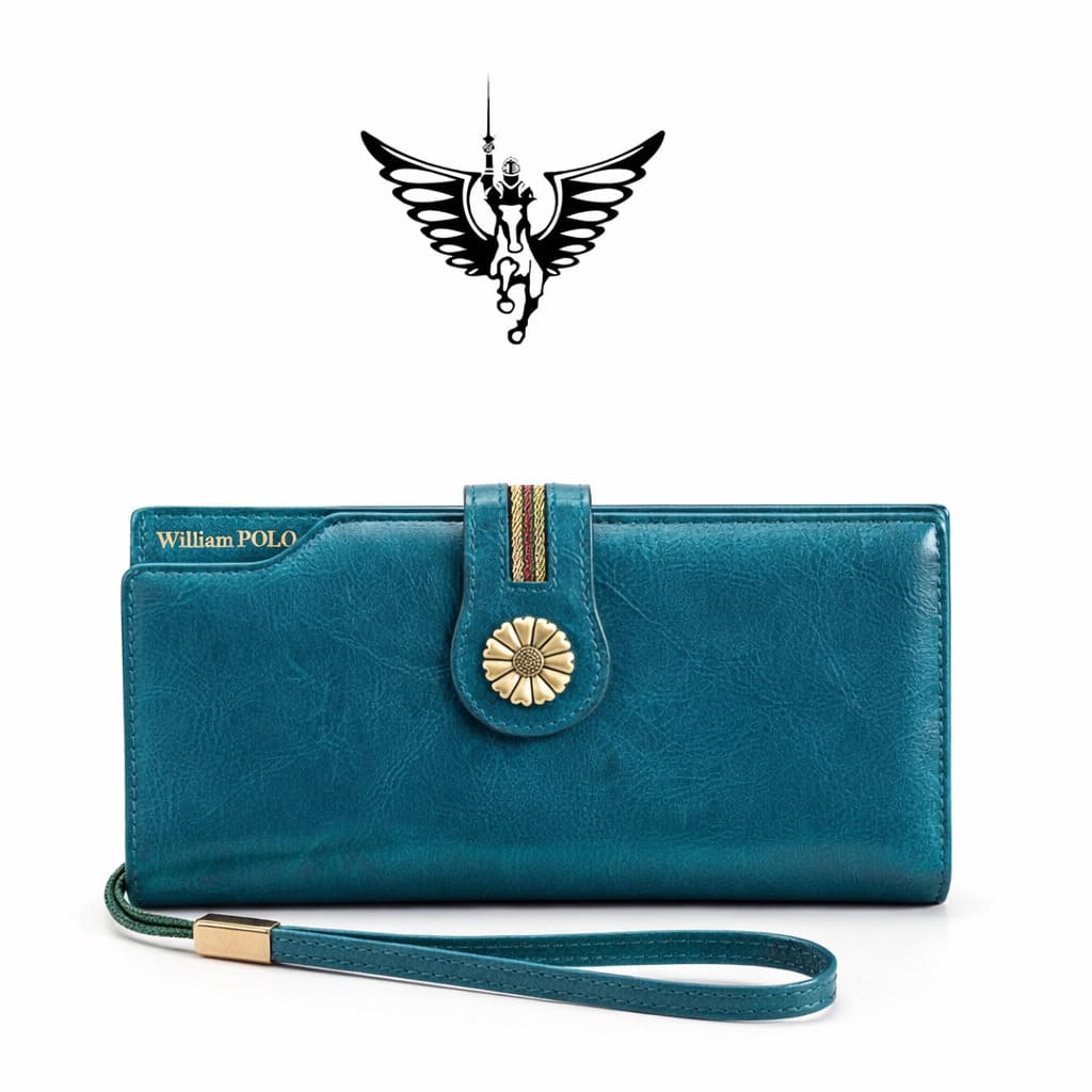 carteira feminina grande fleur blue