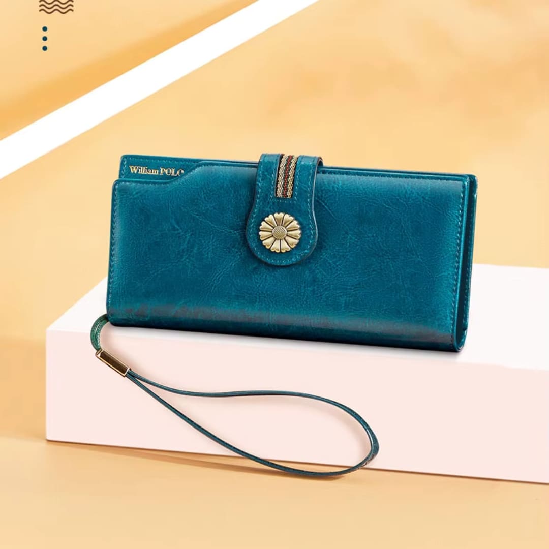Carteira Feminina Grande Modelo Fleur Blue