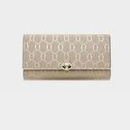 Carteira Feminina Grande De Couro Refinado Modelo Sélune Beige
