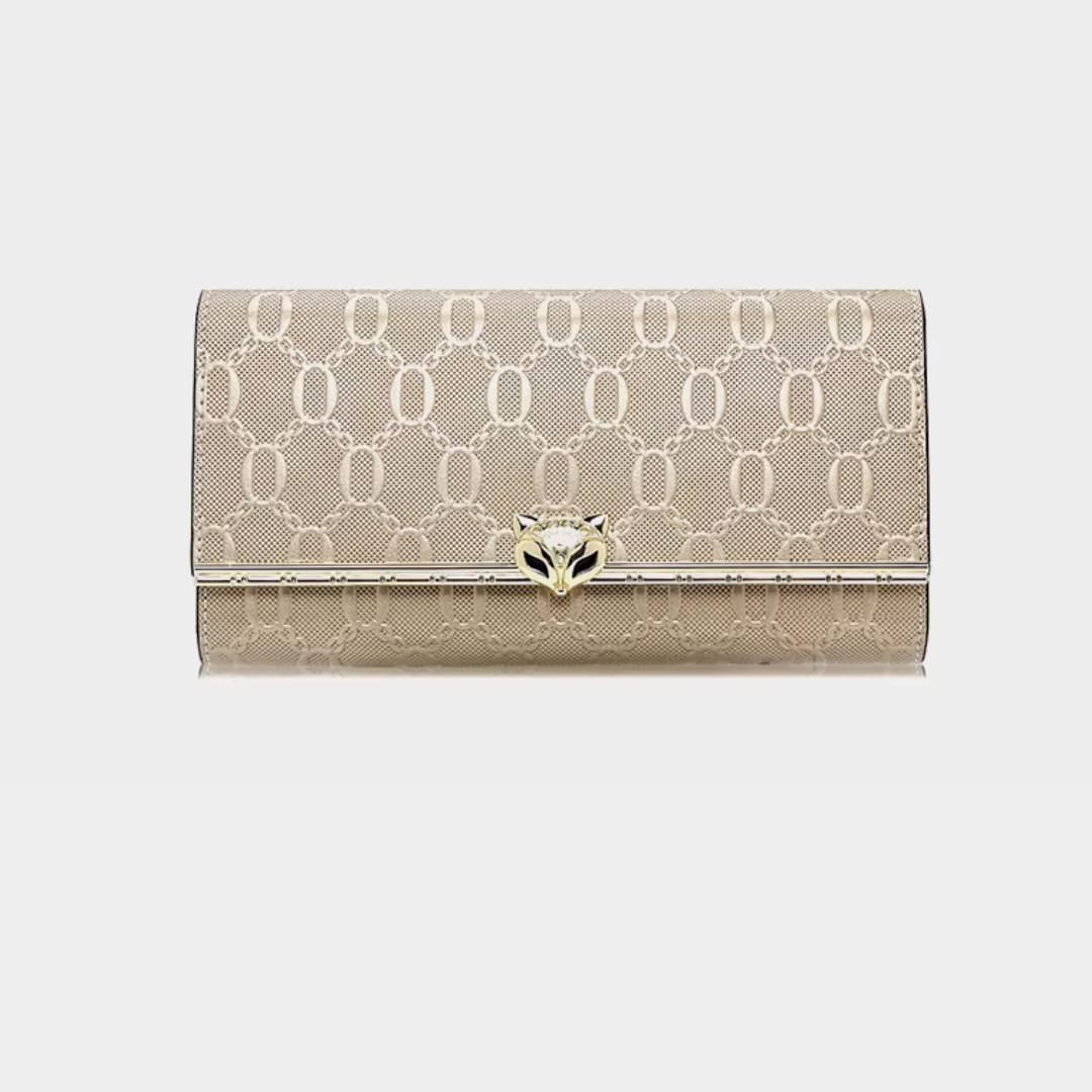 Carteira Feminina Grande De Couro Refinado Modelo Sélune Beige