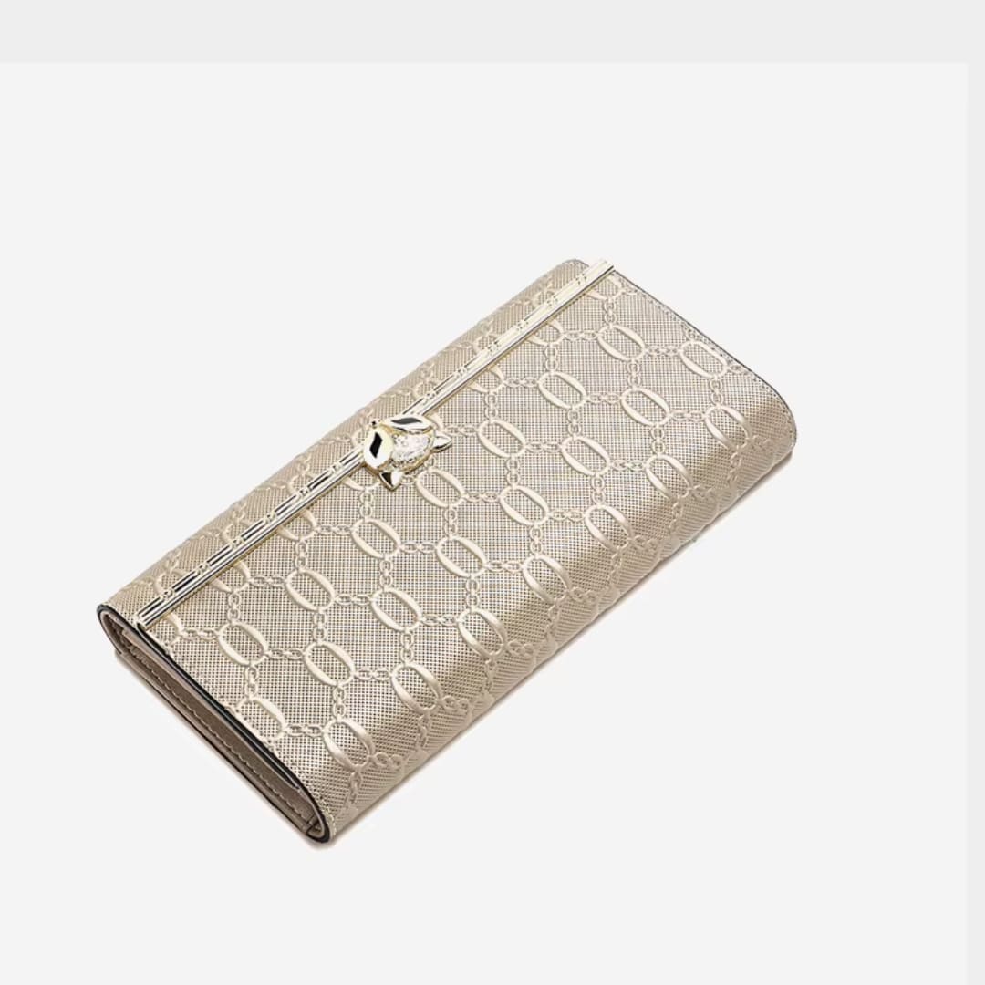Carteira Feminina Grande De Couro Refinado Modelo Sélune Beige