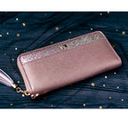 Carteira Feminina Grande De Couro Refinado Modelo Velisse Rosé