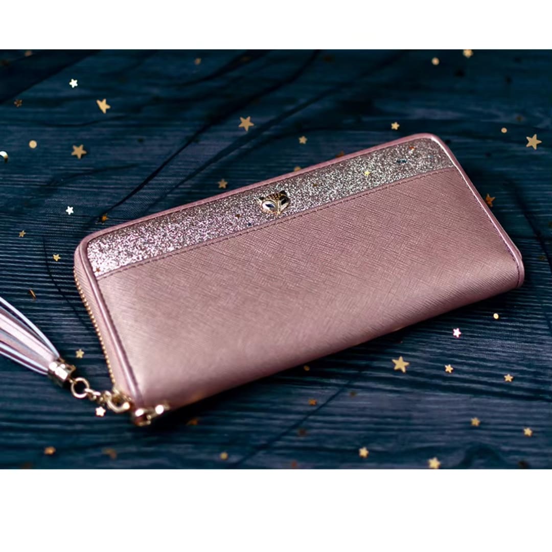 Carteira Feminina Grande De Couro Refinado Modelo Velisse Rosé