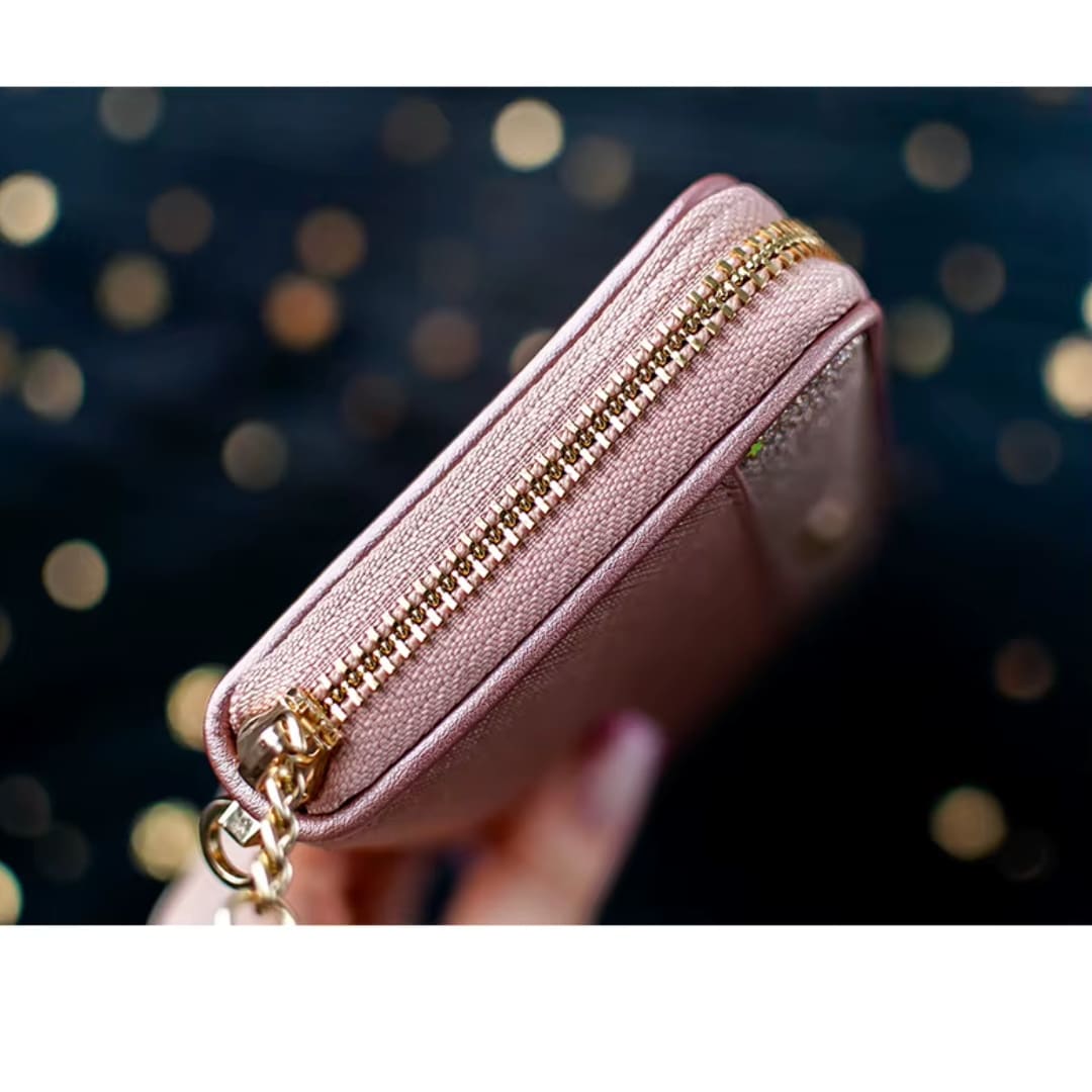 Carteira Feminina Grande De Couro Refinado Modelo Velisse Rosé