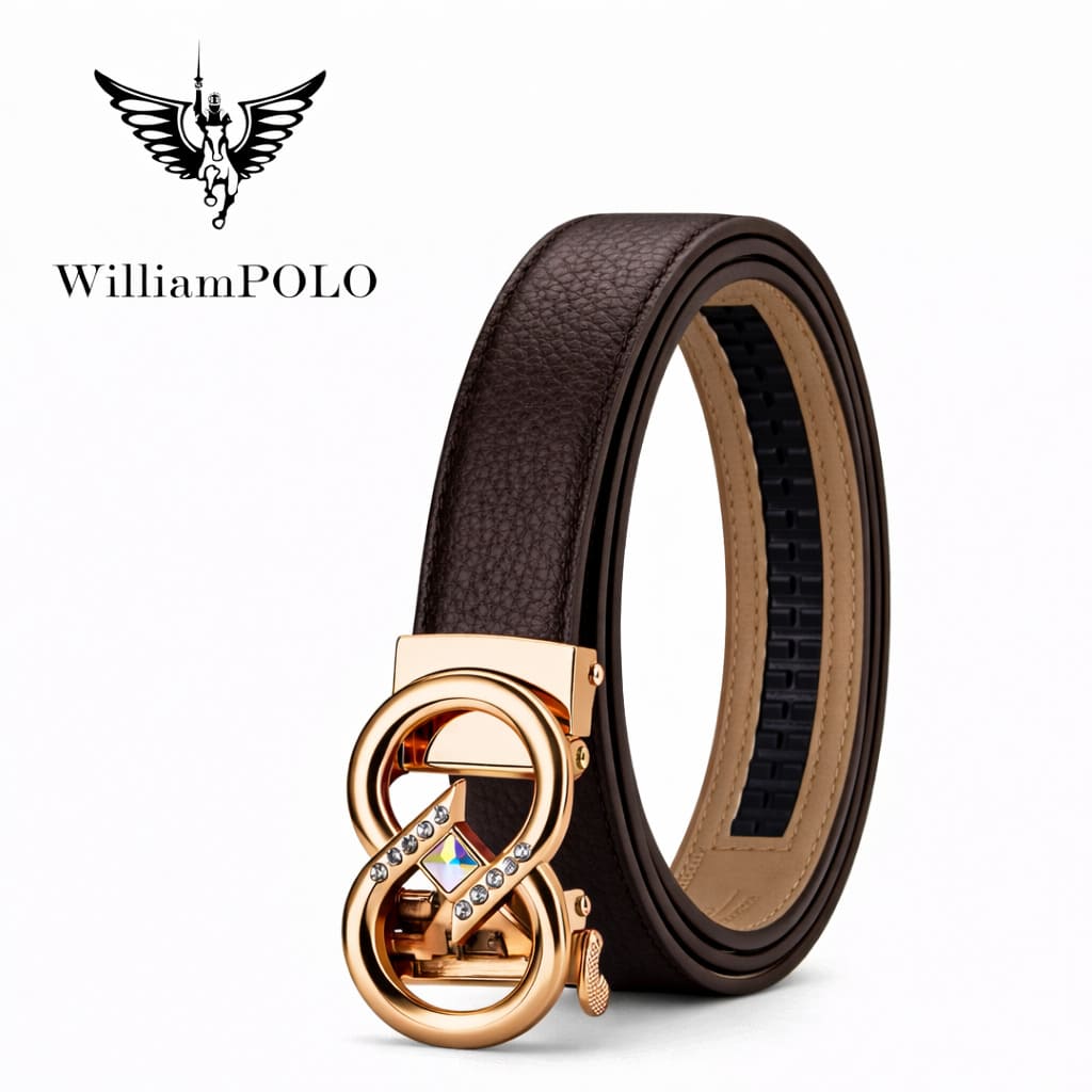 cinto feminino de couro marrom Arvelli Black -Linha William Polo