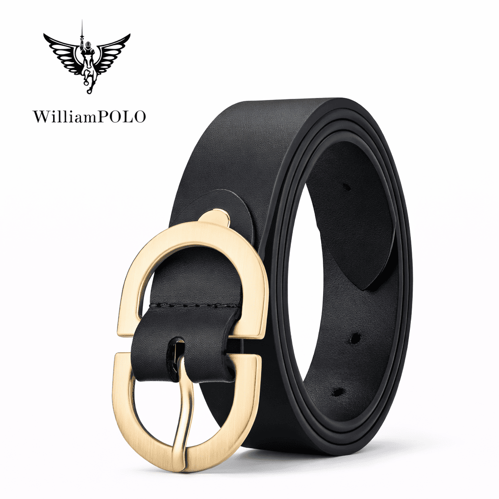 Cinto feminino preto de couro wiliam polo modelo celinea