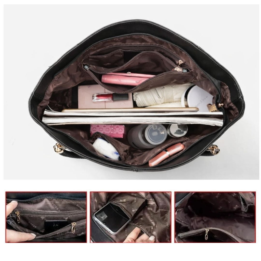 bolsa feminina preta grande de couro original
