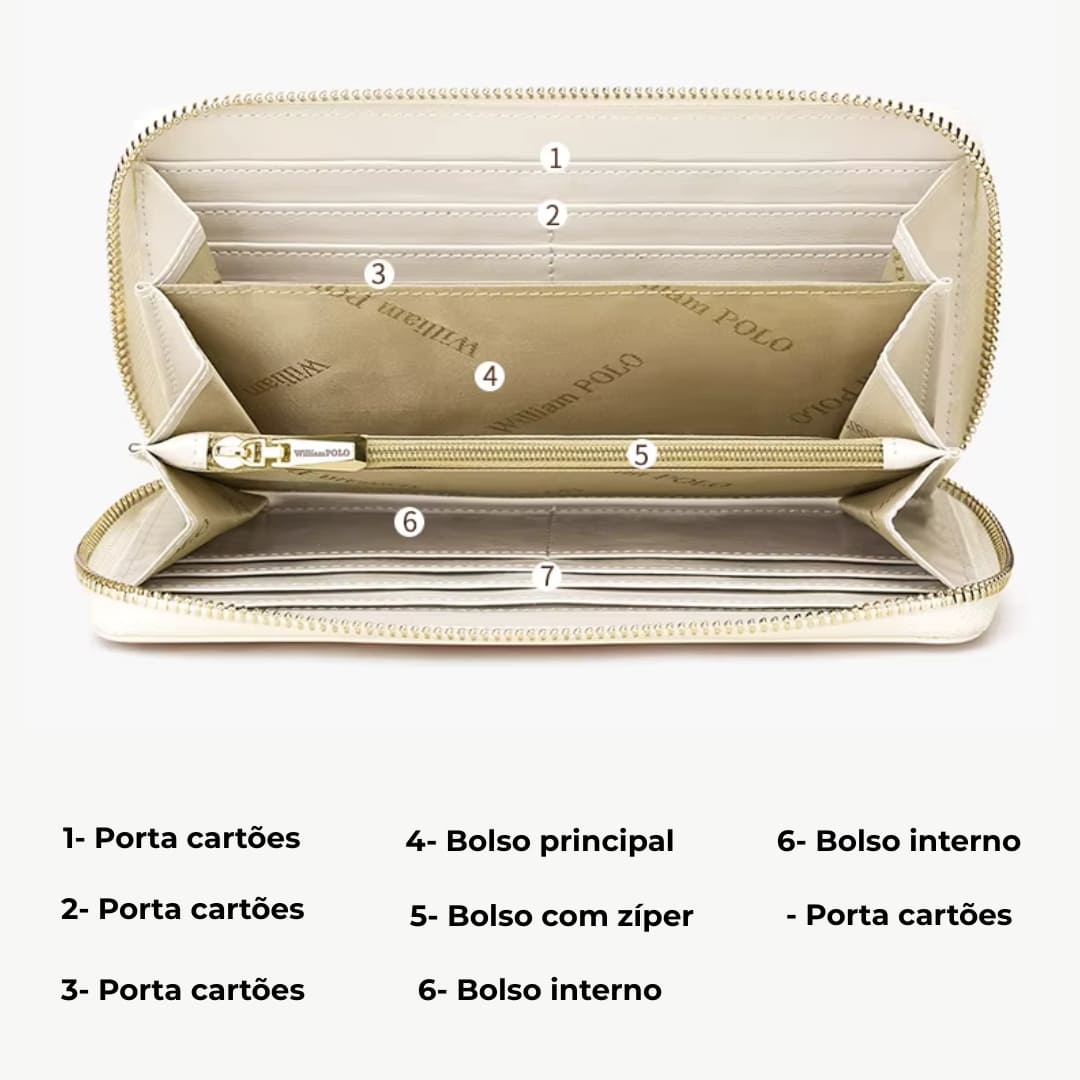 Carteira Feminina Grande Preta De Couro Genuíno Modelo Rivolle