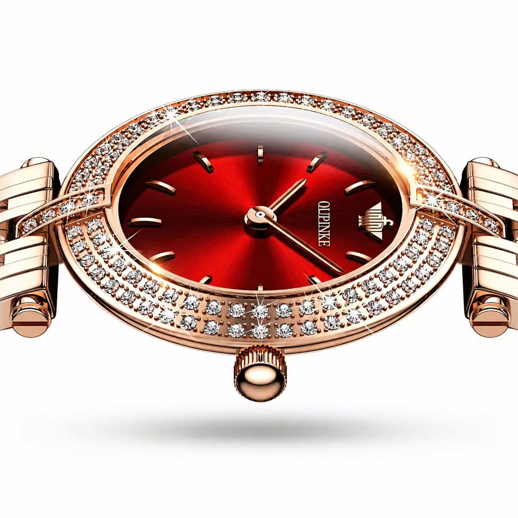 Relógio Feminino Dourado Celebriné Red Gold