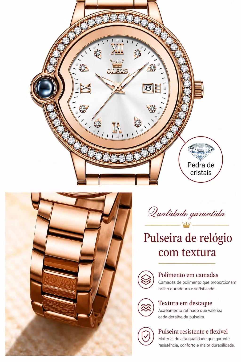 Relógio Feminino Dourado Célestine Gold