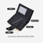 Carteira Feminina Pequena De Couro Modelo Élora