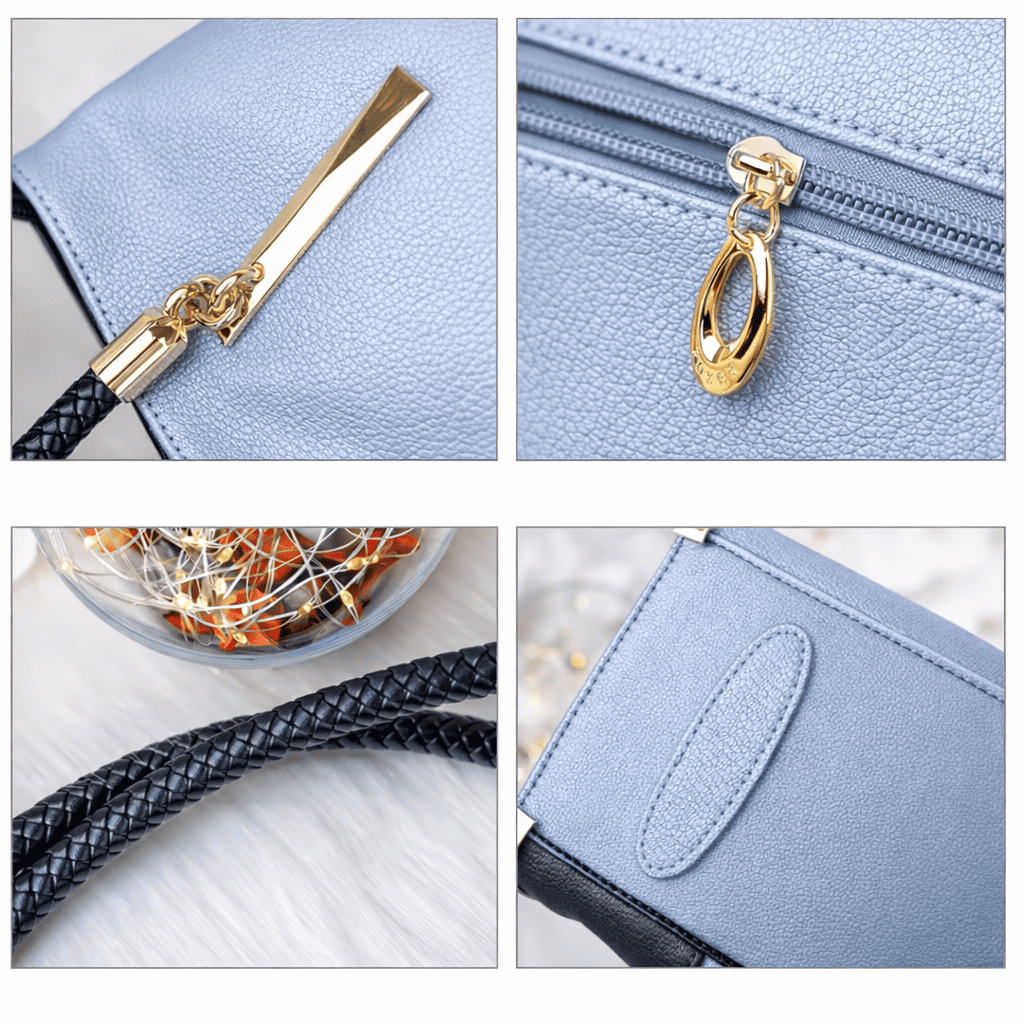 Bolsa Feminina De Couro  Modelo  Foxer  Vittora Blue