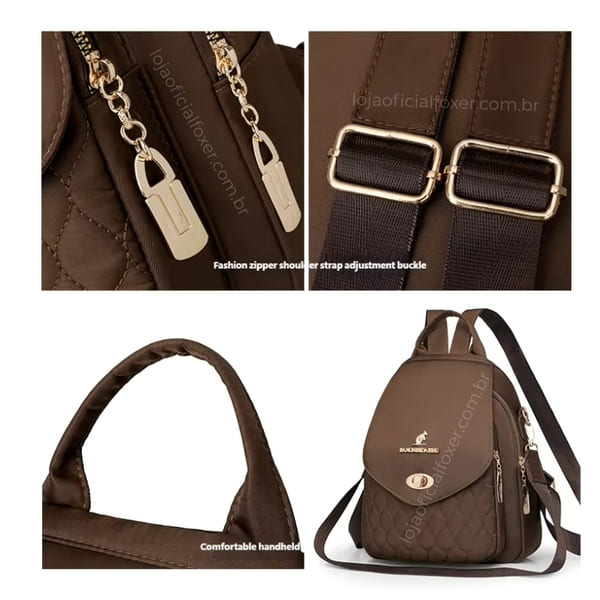Mochila Feminina  Pequena Modelo Bella Brown
