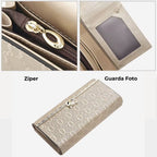 Carteira Feminina Grande De Couro Refinado Modelo Sélune Beige