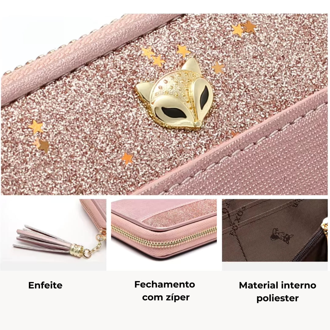 Carteira Feminina Grande De Couro Refinado Modelo Velisse Rosé
