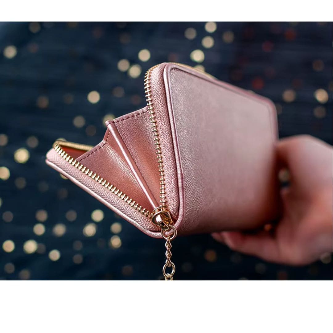 Carteira Feminina Grande De Couro Refinado Modelo Velisse Rosé