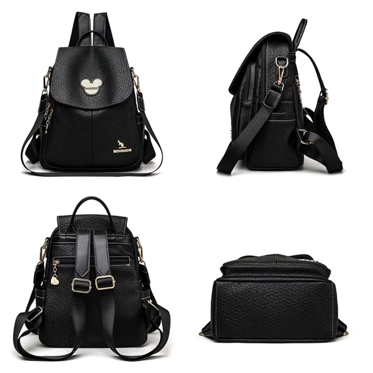 mochila feminina de couro Serena Black 1.0