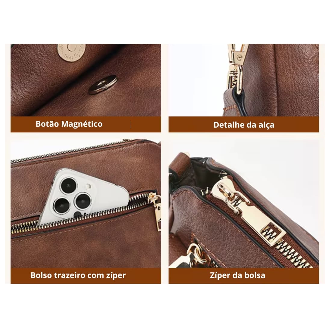 Bolso interno com zíper da bolsa feminina FOXER Montrel