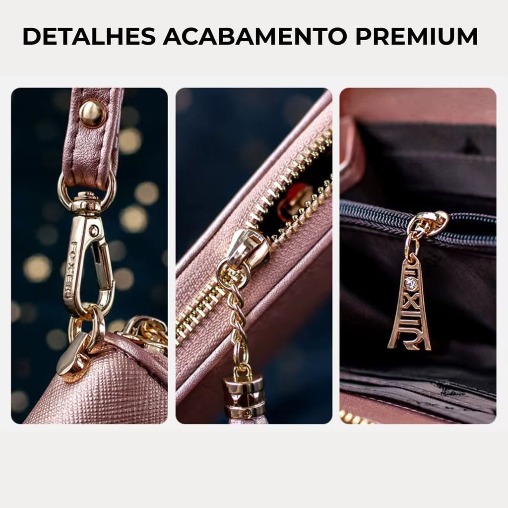 Carteira Feminina Grande De Couro Refinado Modelo Velisse Rosé