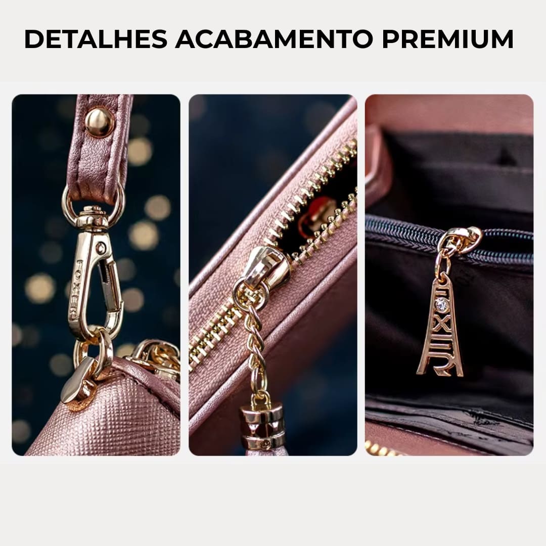 Carteira Feminina Grande De Couro Refinado Modelo Velisse Rosé