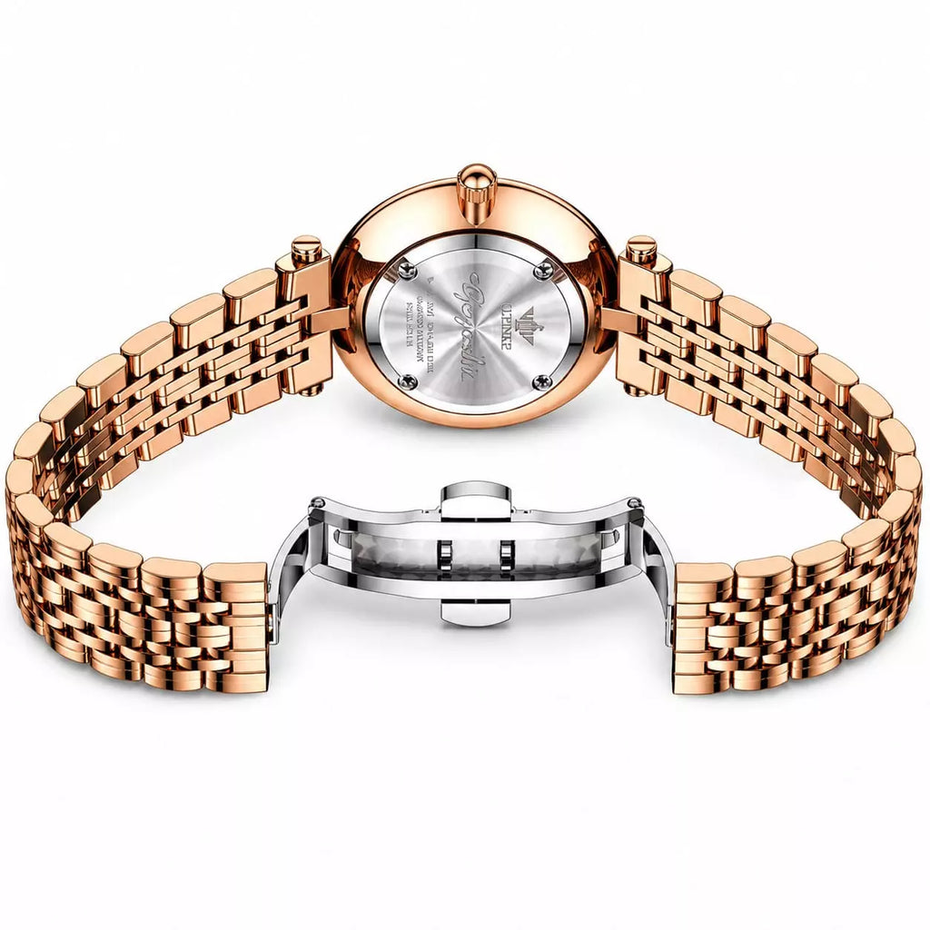 Relógio Feminino Dourado Celebriné Red Gold