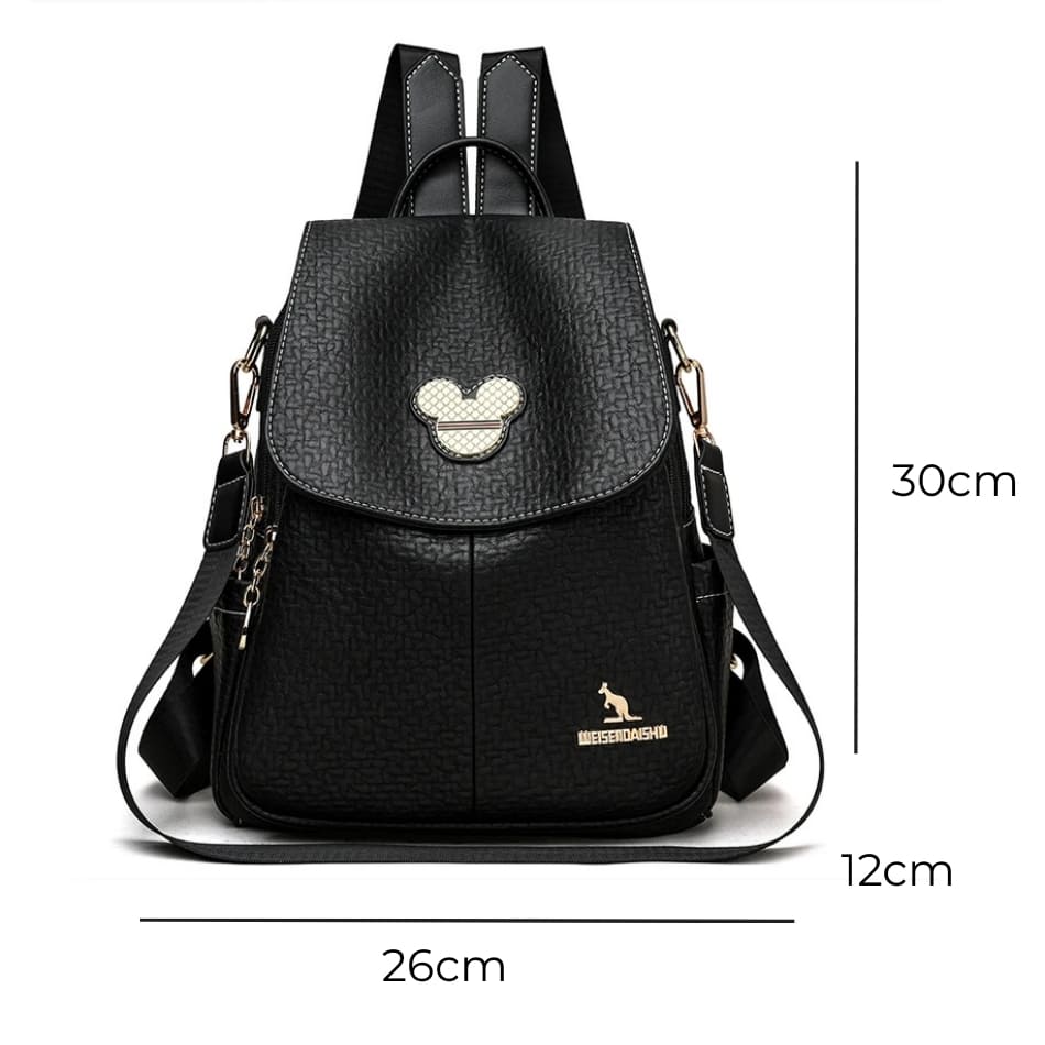 mochila feminina preta de couro Serena Black 2