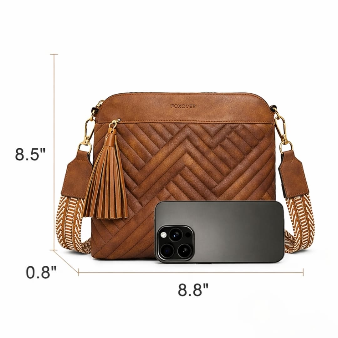 bolsa feminina transversal de couro Athena brown 1.0
