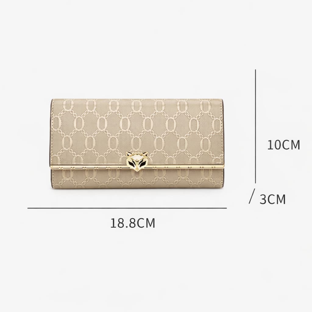 Carteira Feminina Grande De Couro Refinado Modelo Sélune Beige