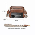 bolsa feminina transversal de couro genuíno  Foxer Éloane Camel