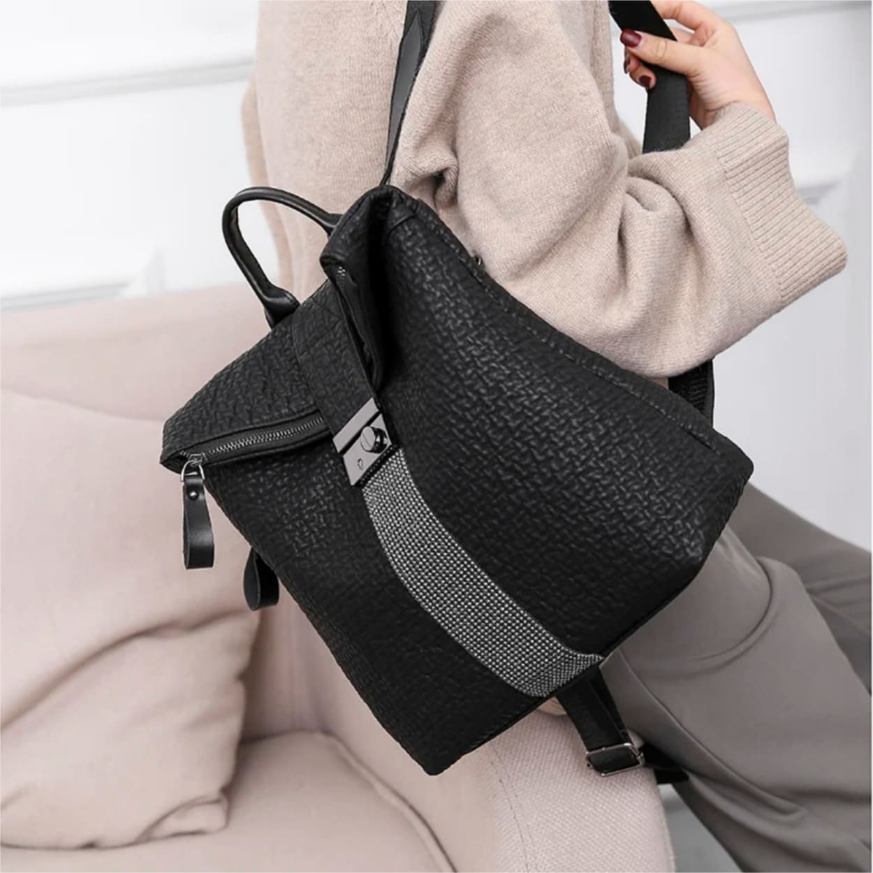 bolsa mochila feminina Foxer Aura Black 6