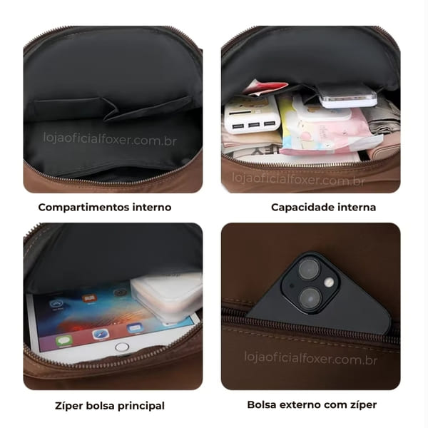 Mochila FOXER Bella Luxe Brown  Internos