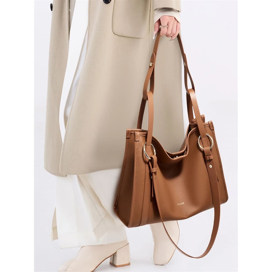bolsa feminina grande  de couro solphi brown 2