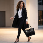 bolsa feminina grande preta  de couro genuíno 