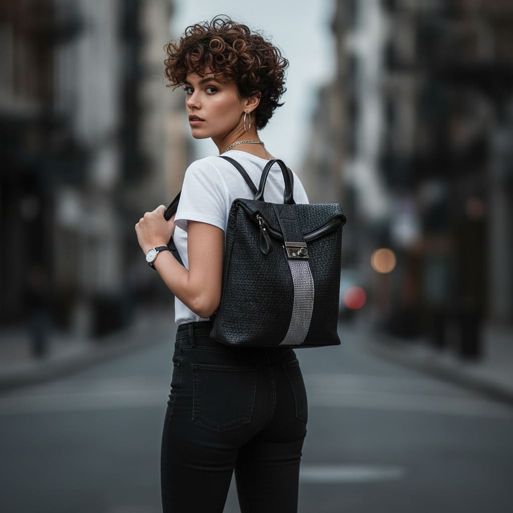 mochila feminina de couroFoxer Aura Black2