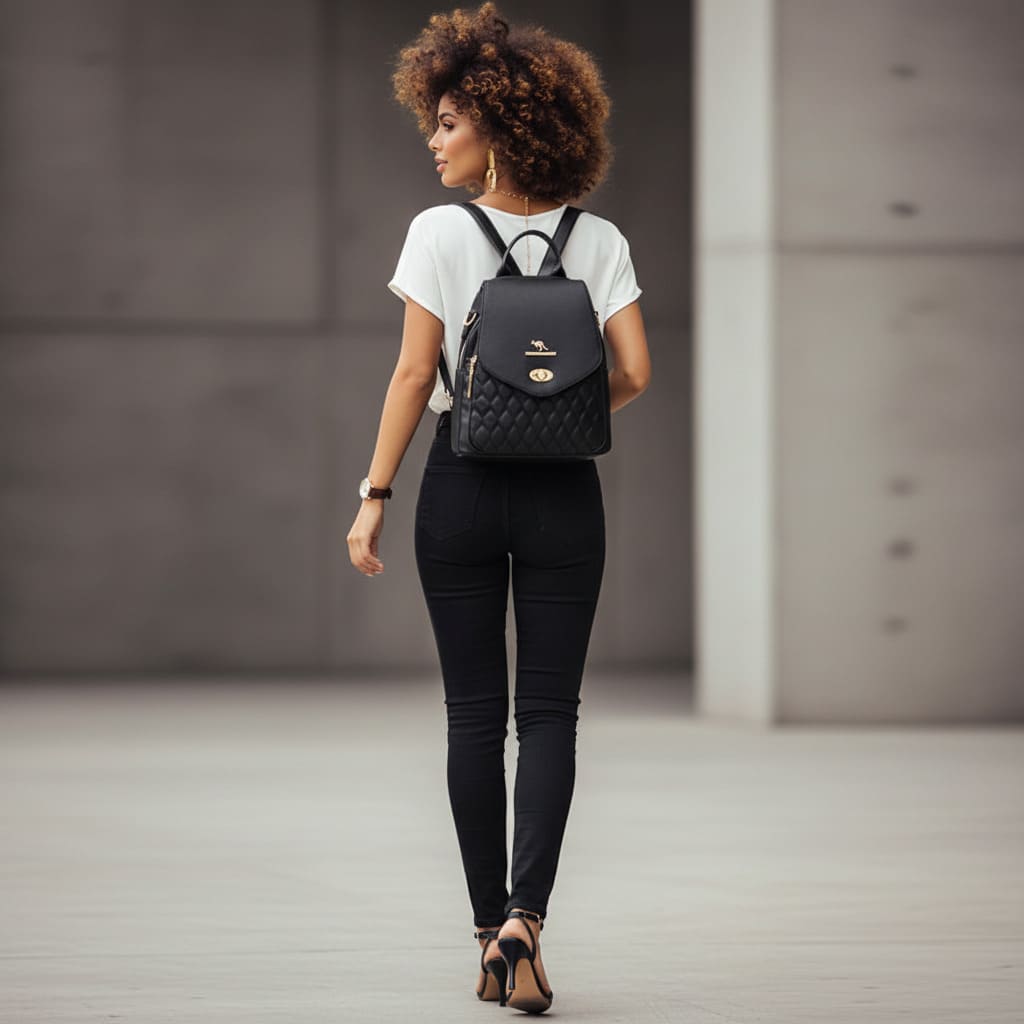 mochila feminina preta Bella Lux Black 5