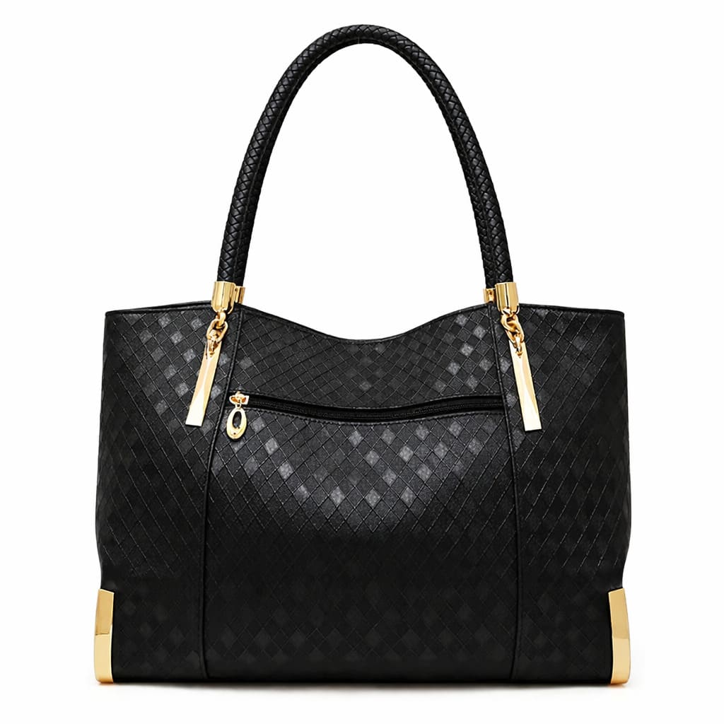 bolsa feminina grande preto de couro  refinado 