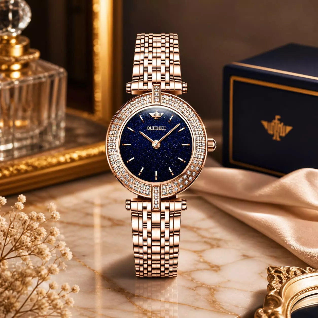 Relógio Feminino Azul Celebriné Blue Gold
