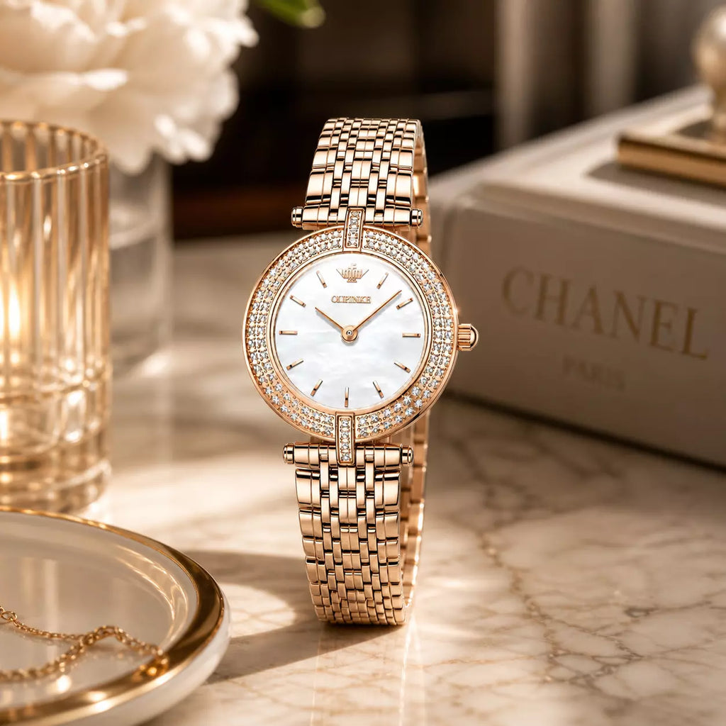 relogio feminino dourado- Celebriné  Gold White-2