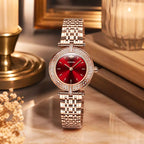 relogio feminino dourado  Celebriné Red Gold 
