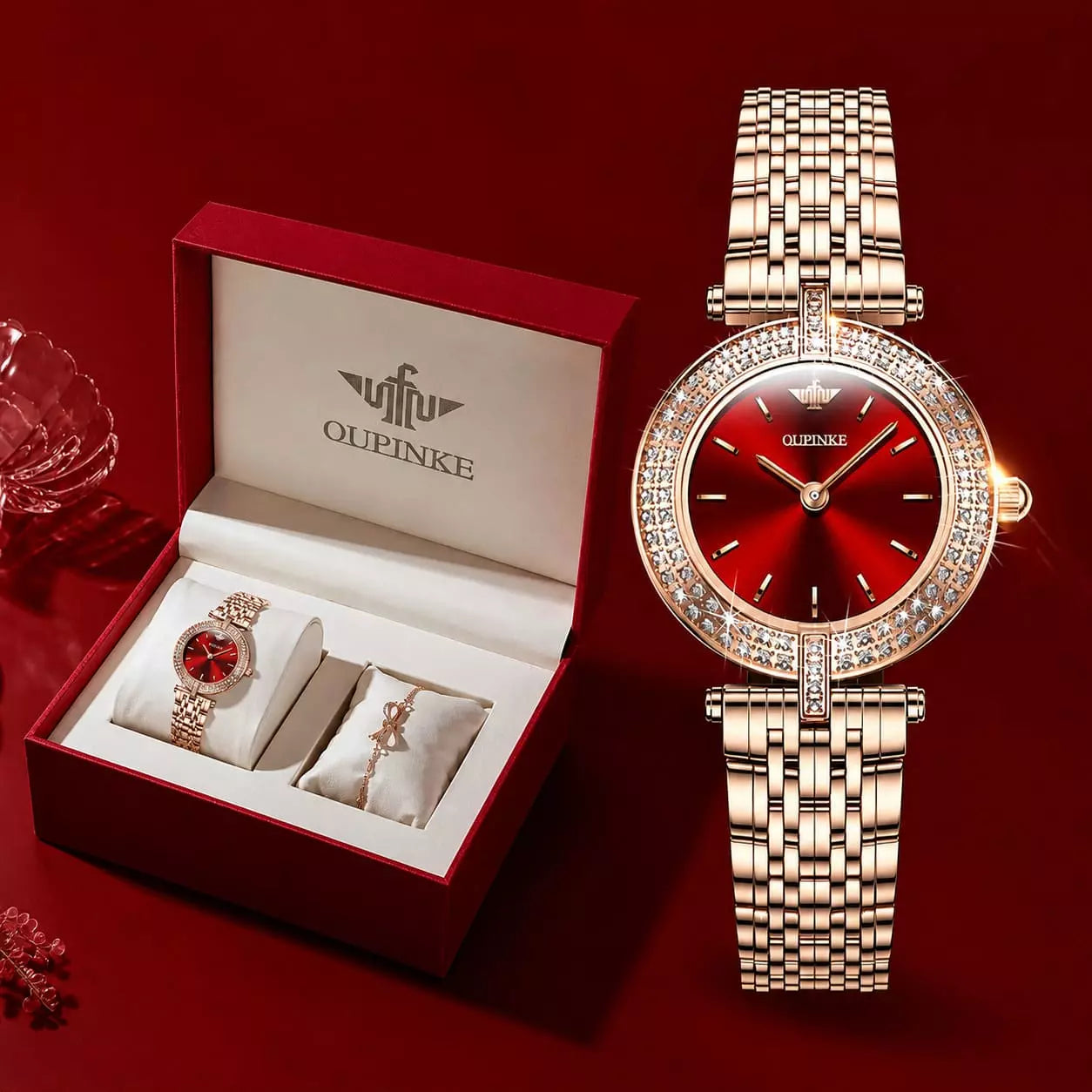 relogio feminino dourado  Celebriné Red Gold 2