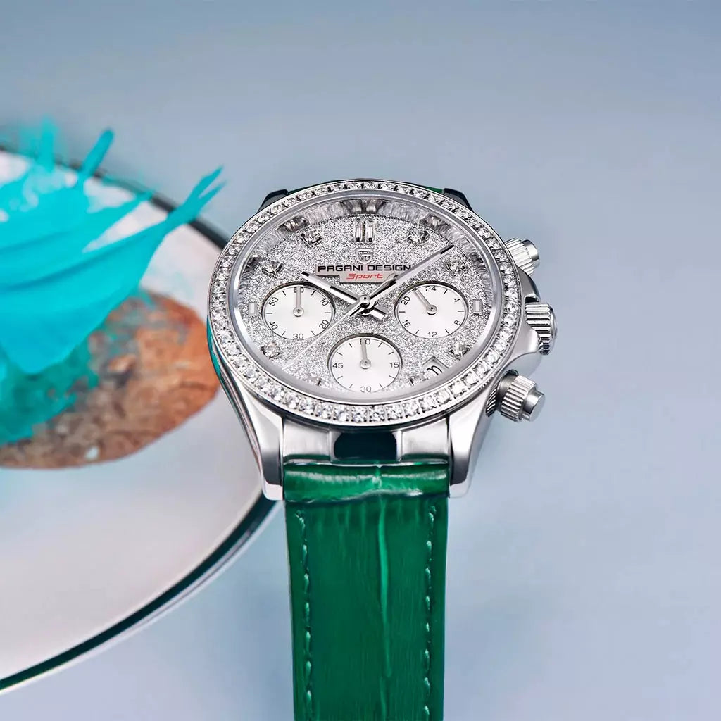 relogio feminino de quartzo Seraphine Green3